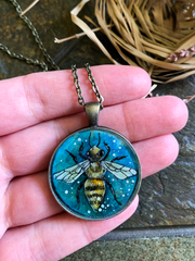Honey bee // Hand-Painted Watercolor Pendant