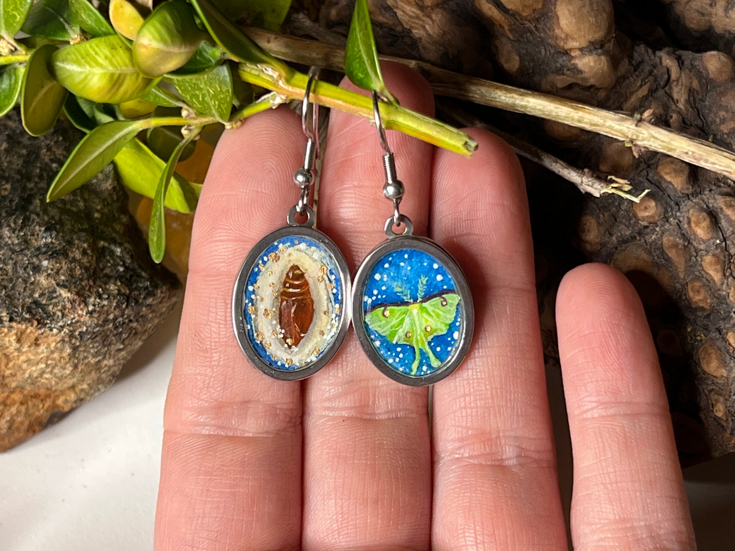 Luna // Hand-painted Watercolor earrings