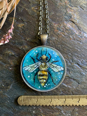 Honey bee // Hand-Painted Watercolor Pendant