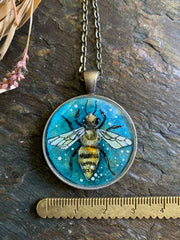 Honey bee // Hand-Painted Watercolor Pendant