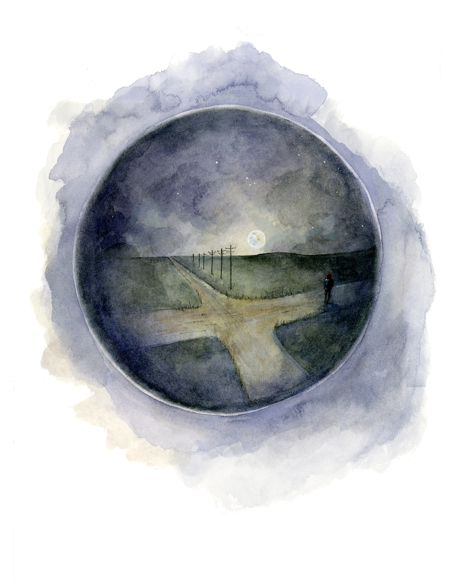 "Bad Moon Rising" // Watercolor & Ink // 2016 // Archival Gicleé Print - Handmade By Aly Parrott