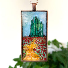 The Road to the Emerald City // Hand-Painted Watercolor Pendant