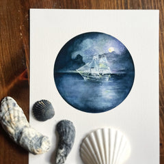 "The Crystal Ship"// Watercolor & Ink // 2016 // Archival Giclée Print - Handmade By Aly Parrott