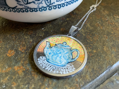 Tea Time // Hand-painted Watercolor Pendant