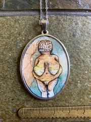 Woman of Willendorf // Hand-painted Watercolor Pendant