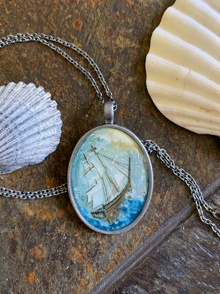 Eye of the Hurricane Hand Painted Watercolor Pendant Handmade By Aly Parrott