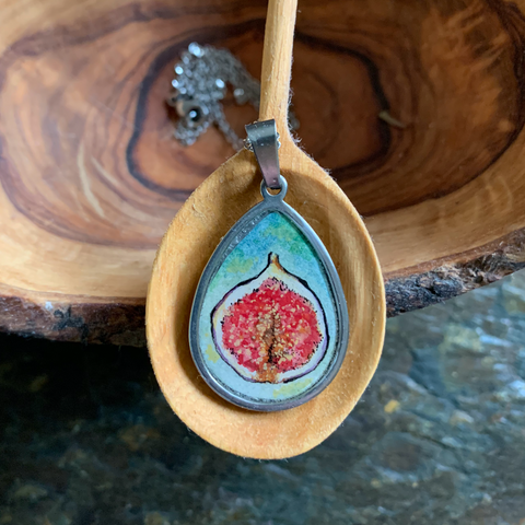 Fig // Hand-painted Watercolor Pendant