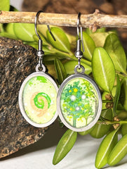 Forest Emerald // Hand-painted Watercolor earrings