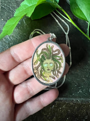 Medusa // Hand-painted Watercolor Pendant