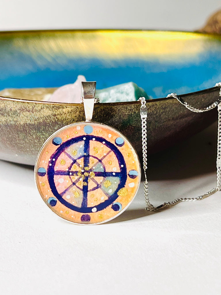 The Wheel of Fortune // Hand-painted Watercolor Pendant