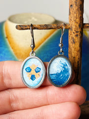 Ocean Sapphire // Hand-painted Watercolor earrings