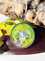 The High Priestess // Hand-painted Watercolor Pendant
